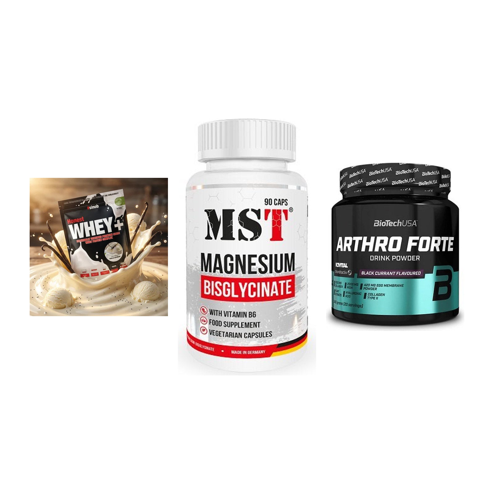 Regenerations-Set: Sinob Honest + MST Magnesium + BioTech Arthro – alle enthaltenen Artikel