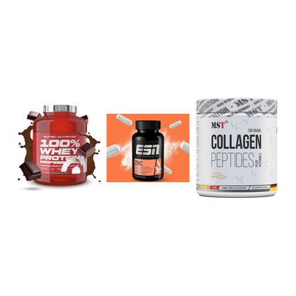 Regenerations-Set: Scitec 100% + ESN Zinc + MST Collagen – alle enthaltenen Artikel