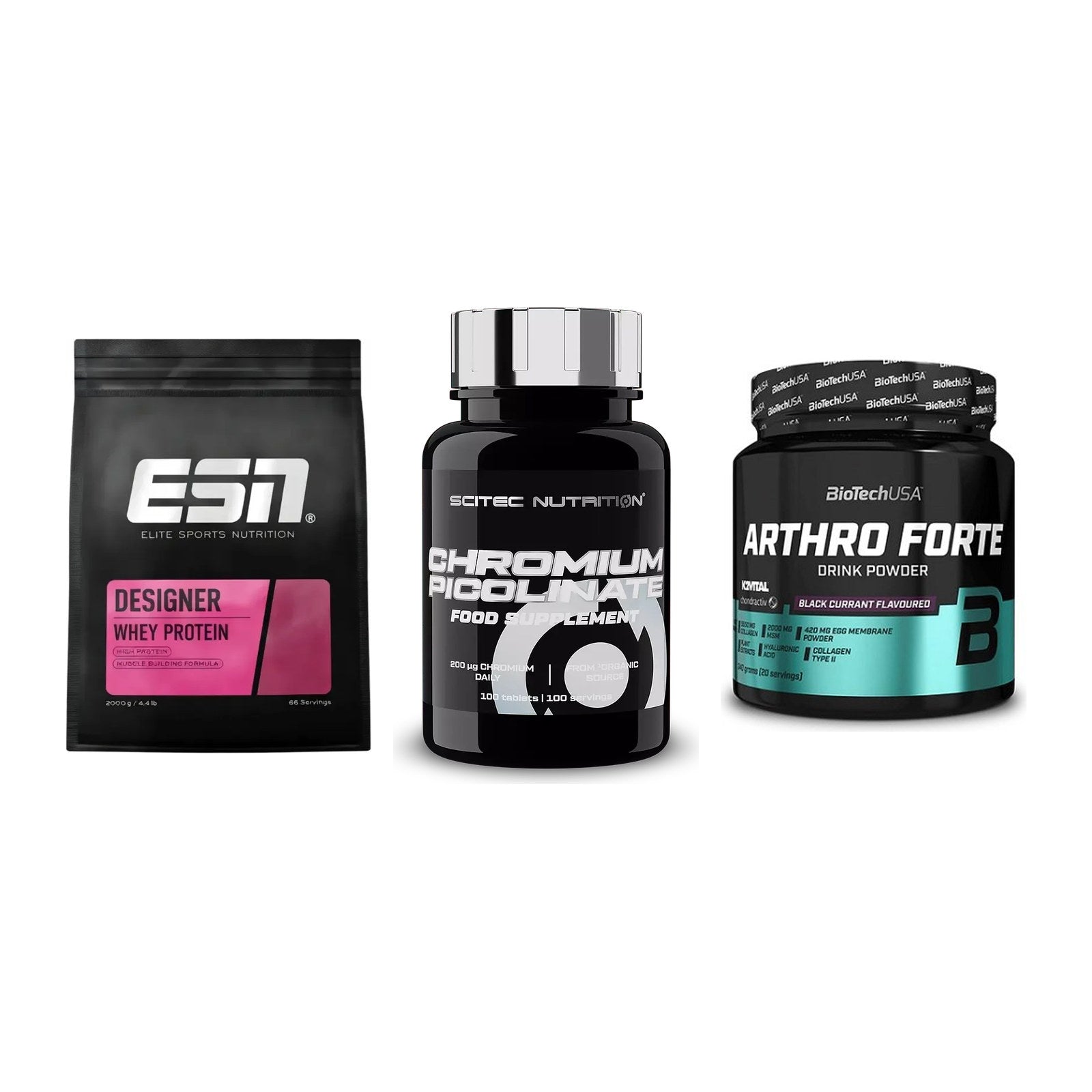 Regenerations-Set: ESN Designer + Scitec Chromium + BioTech Arthro – alle enthaltenen Artikel