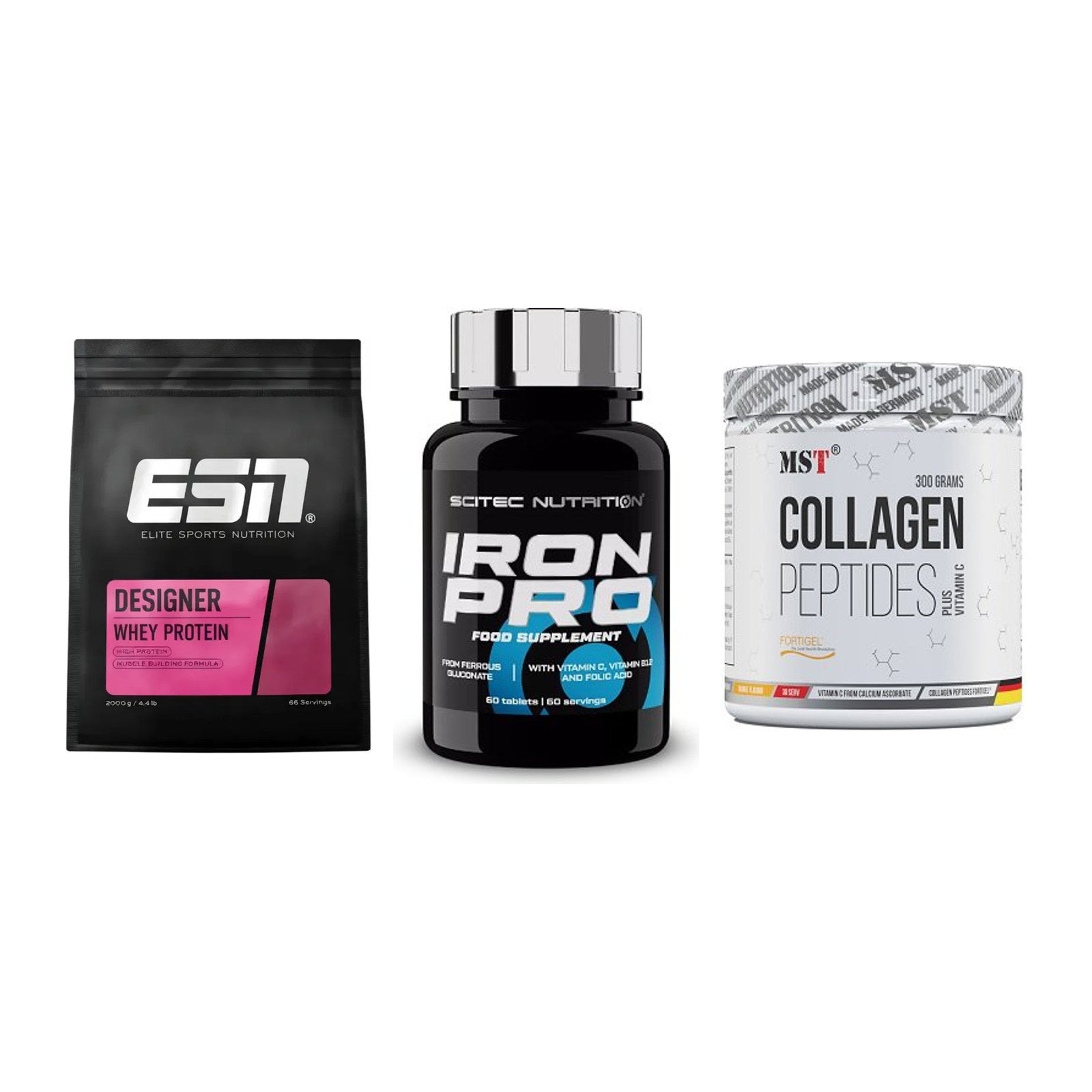 Regenerations-Set: ESN Designer + Scitec Iron Pro + MST Collagen – alle enthaltenen Artikel
