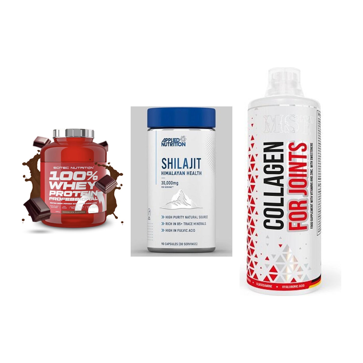 Regenerations-Set: Scitec 100% + Applied Nutriti + MST Collagen – alle enthaltenen Artikel