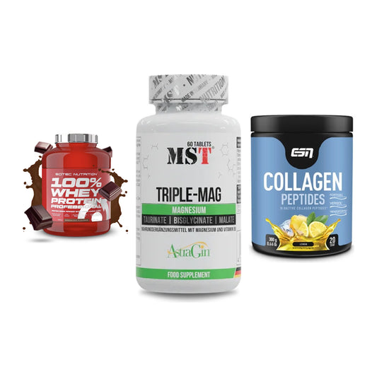 Regenerations-Set: Scitec 100% + MST Tripple Mag + ESN Collagen – alle enthaltenen Artikel