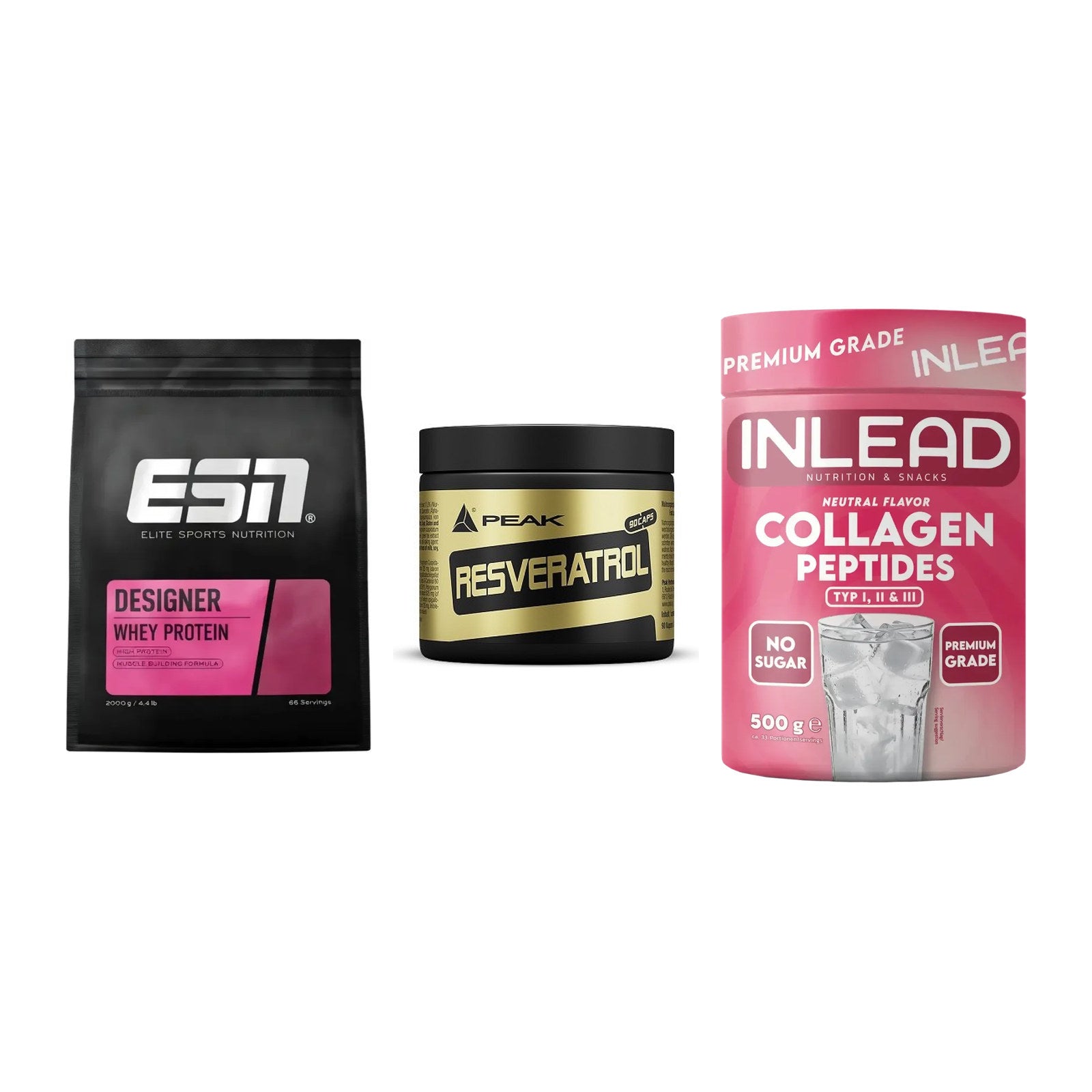 Regenerations-Set: ESN Designer + Peak Resveratro + INLEAD Collagen – alle enthaltenen Artikel