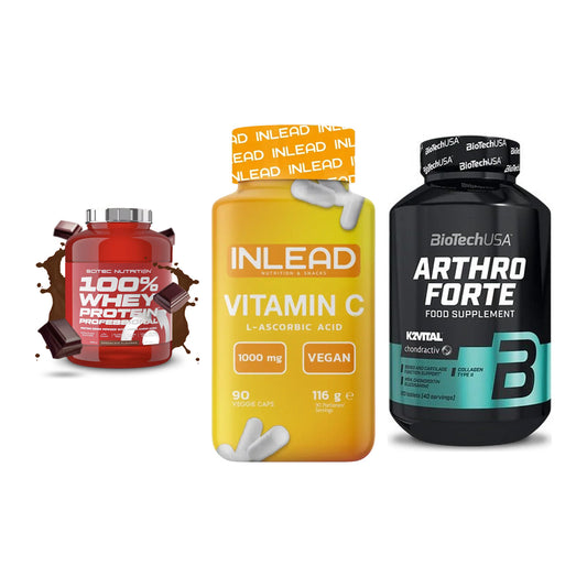 Regenerations-Set: Scitec 100% + INLEAD Vitamin + BioTech Arthro – alle enthaltenen Artikel
