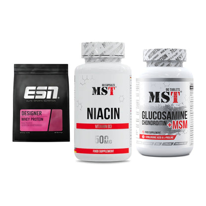 Regenerations-Set: ESN Designer + MST Niacin + MST Glucosamine – alle enthaltenen Artikel