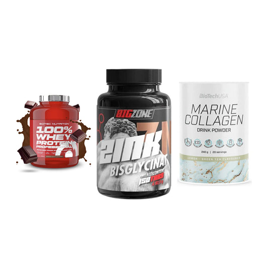 Regenerations-Set: Scitec 100% + Big Zone Zink + BioTech Marine – alle enthaltenen Artikel