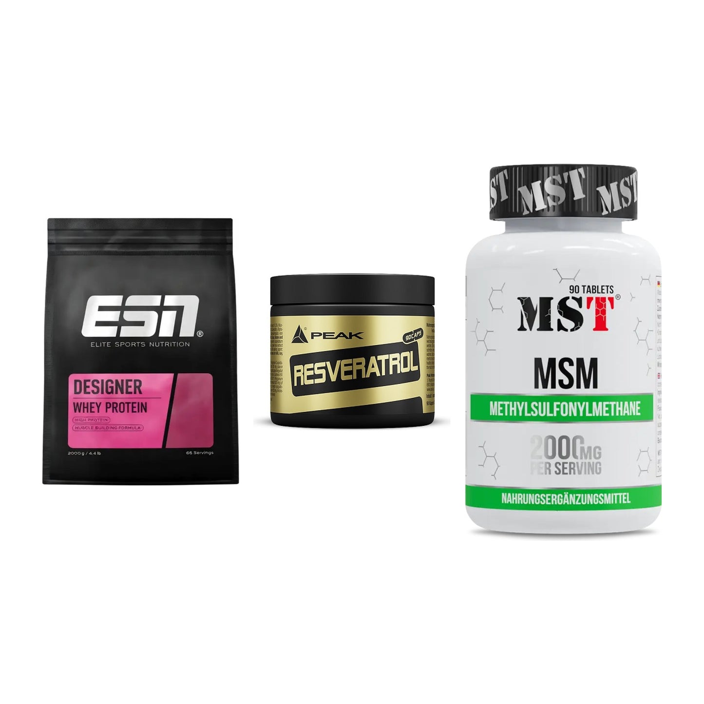 Regenerations-Set: ESN Designer + Peak Resveratro + MST MSM 2000 / – alle enthaltenen Artikel