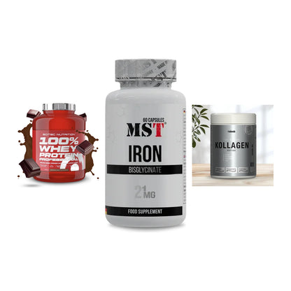 Regenerations-Set: Scitec 100% + MST Iron + Sinob Kollagen – alle enthaltenen Artikel