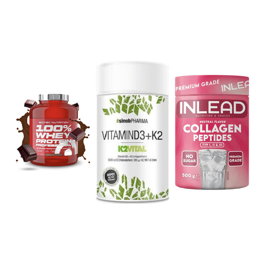Regenerations-Set: Scitec 100% + Sinob Vitamin + INLEAD Collagen – alle enthaltenen Artikel