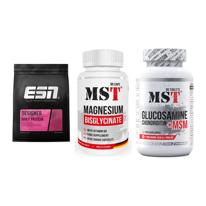 Regenerations-Set: ESN Designer + MST Magnesium + MST Glucosamine – alle enthaltenen Artikel