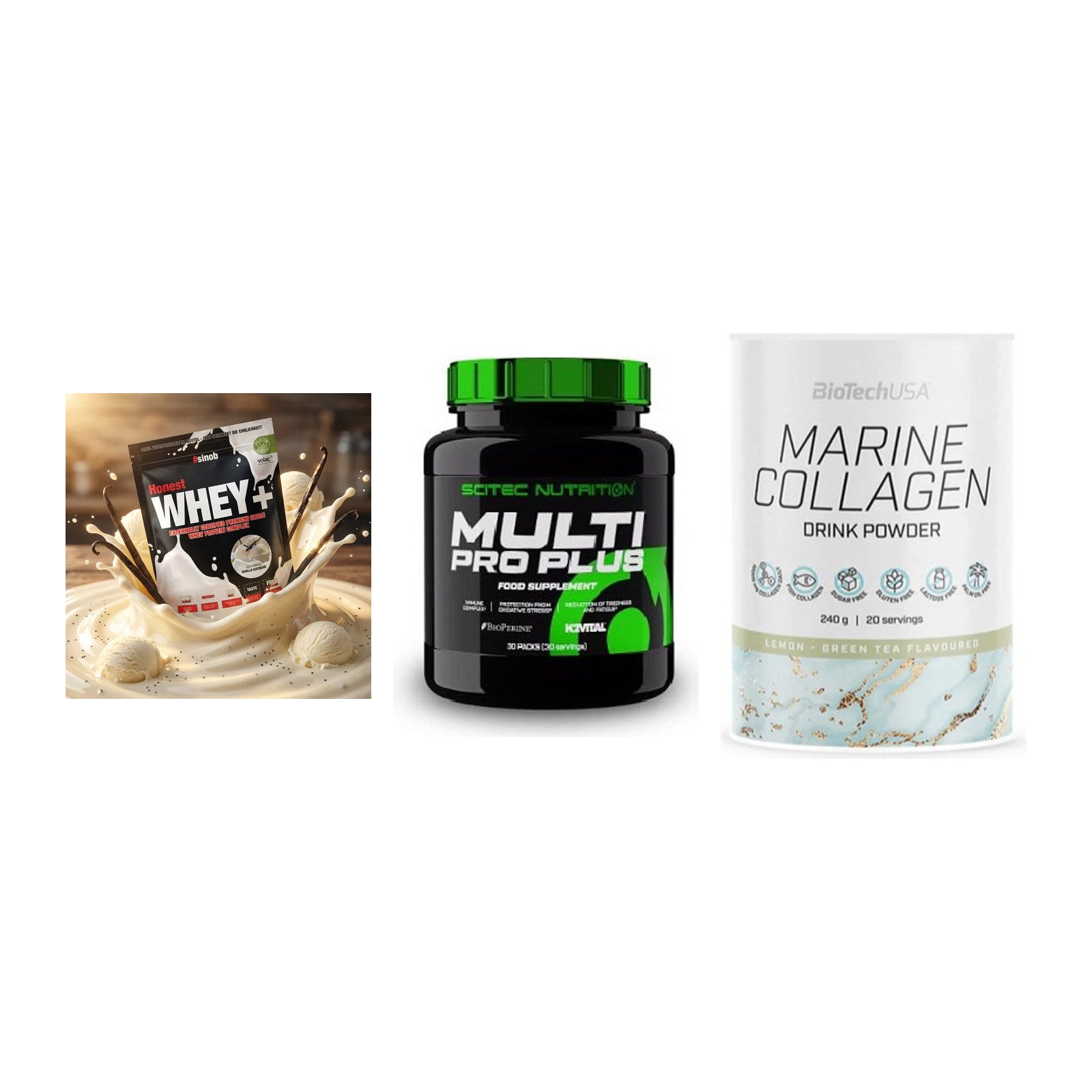 Regenerations-Set: Sinob Honest + Scitec Multi + BioTech Marine – alle enthaltenen Artikel