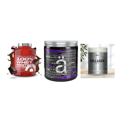 Regenerations-Set: Scitec 100% + Nanosupps Hype + Sinob Kollagen – alle enthaltenen Artikel