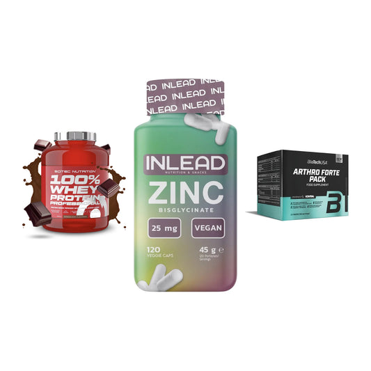 Regenerations-Set: Scitec 100% + INLEAD Zink + BioTech Arthro – alle enthaltenen Artikel
