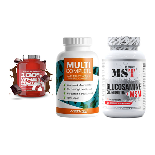 Regenerations-Set: Scitec 100% + ProFuel MULTI + MST Glucosamine – alle enthaltenen Artikel