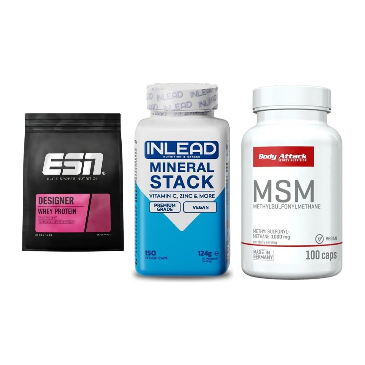 Regenerations-Set: ESN Designer + INLEAD Mineral + Body Attack MSM – alle enthaltenen Artikel