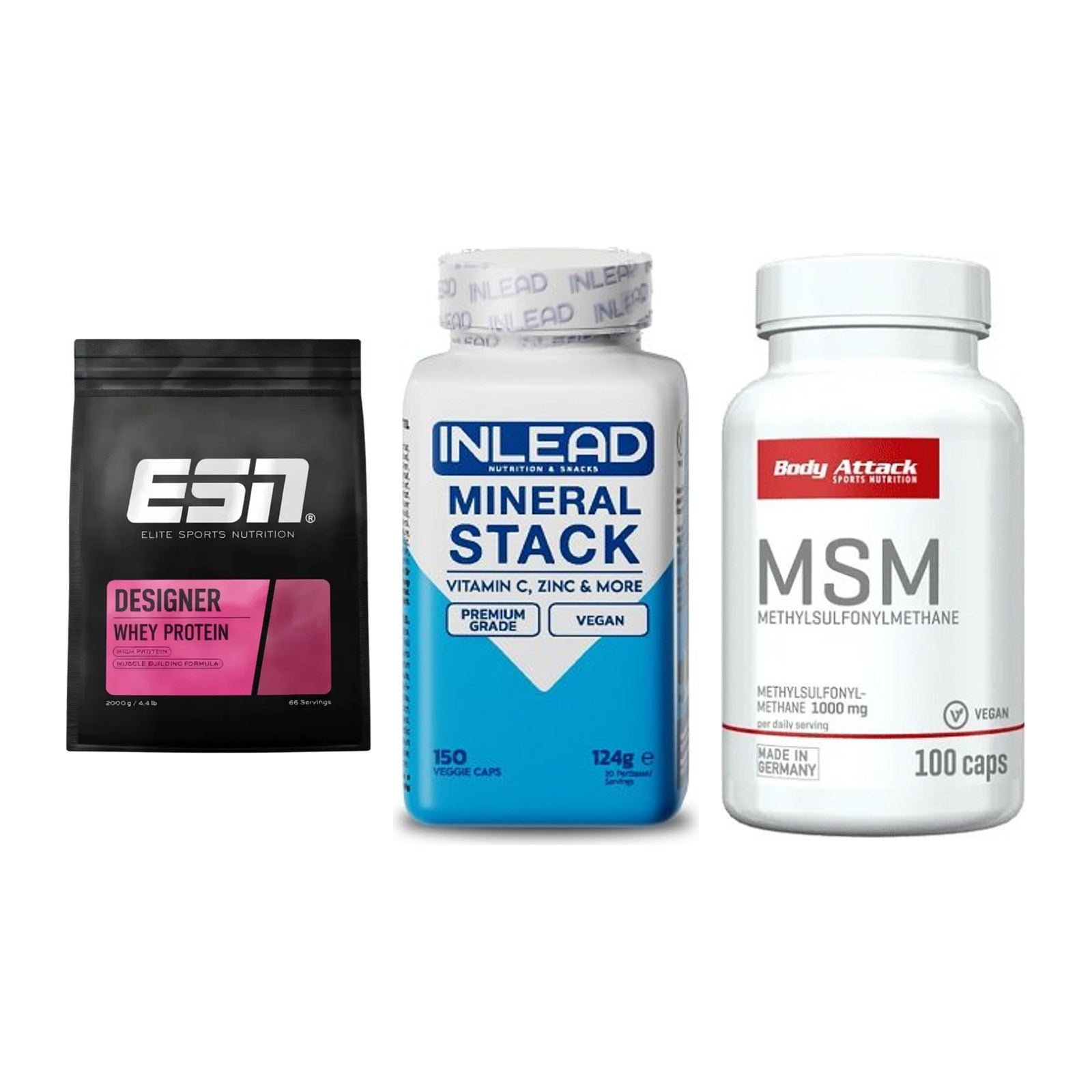 Regenerations-Set: ESN Designer + INLEAD Mineral + Body Attack MSM – alle enthaltenen Artikel