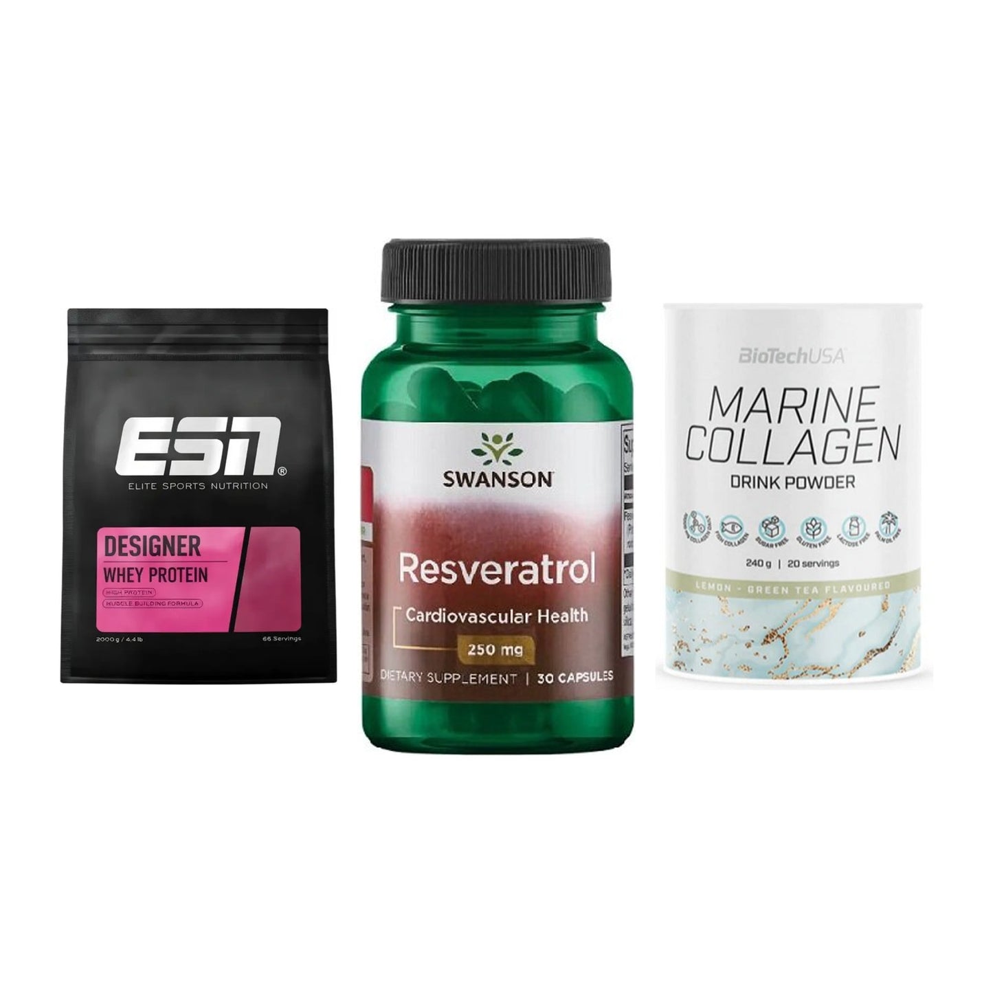 Regenerations-Set: ESN Designer + Swanson Resvera + BioTech Marine – alle enthaltenen Artikel