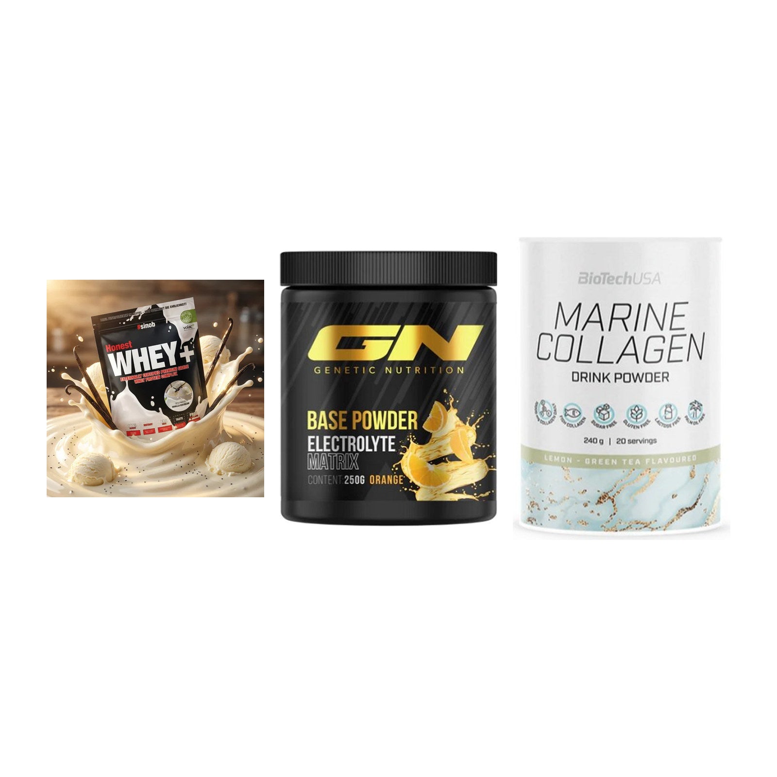 Regenerations-Set: Sinob Honest + GN Base Powder + BioTech Marine – alle enthaltenen Artikel
