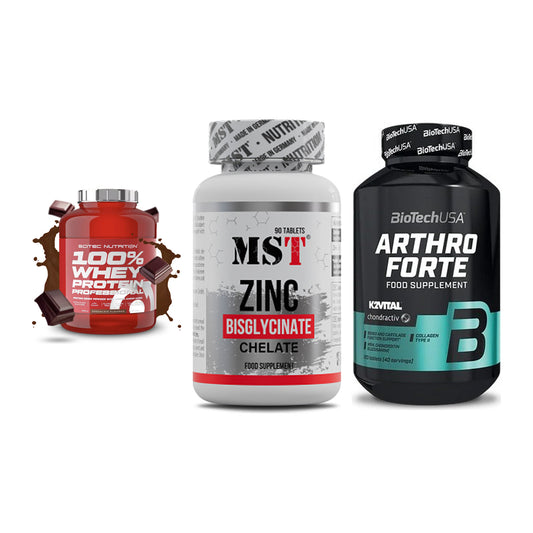 Regenerations-Set: Scitec 100% + MST Zinc + BioTech Arthro – alle enthaltenen Artikel