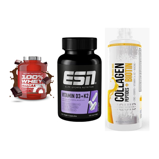 Regenerations-Set: Scitec 100% + ESN Vitamin D3 + MST Collagen – alle enthaltenen Artikel