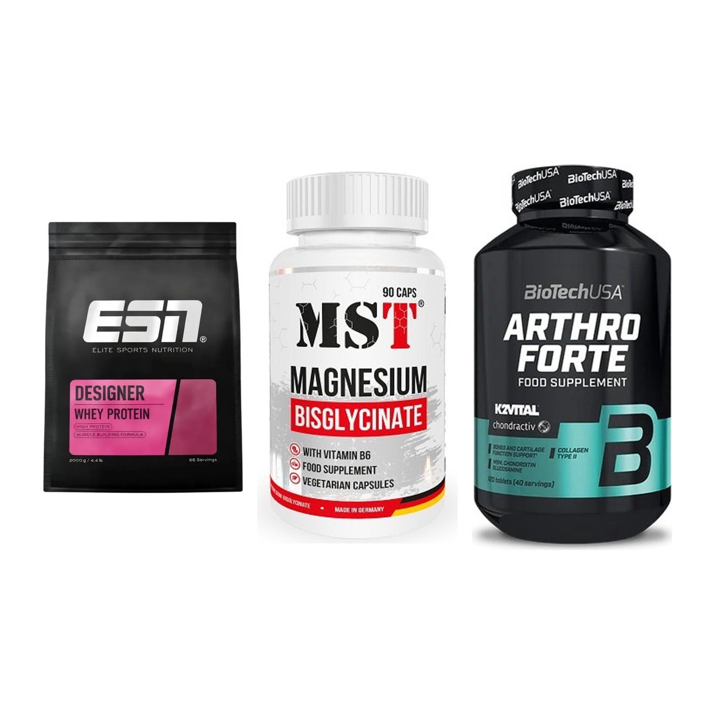 Regenerations-Set: ESN Designer + MST Magnesium + BioTech Arthro – alle enthaltenen Artikel