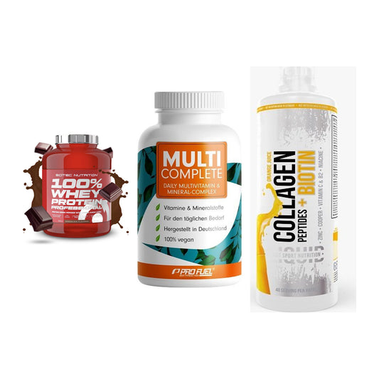 Regenerations-Set: Scitec 100% + ProFuel MULTI + MST Collagen – alle enthaltenen Artikel
