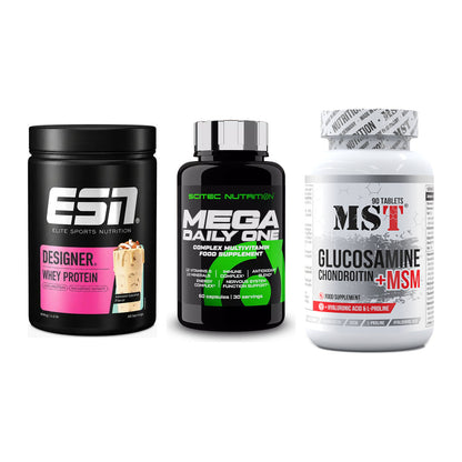 Regenerations-Set: ESN Designer + Scitec Mega + MST Glucosamine – alle enthaltenen Artikel