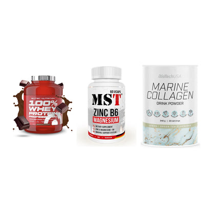 Regenerations-Set: Scitec 100% + MST Zinc + BioTech Marine – alle enthaltenen Artikel