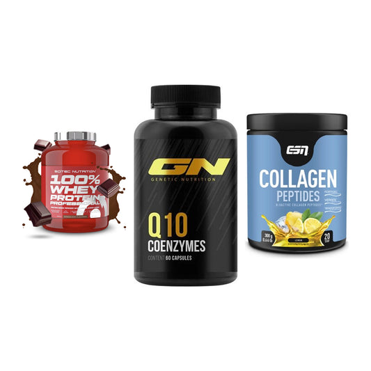Regenerations-Set: Scitec 100% + GN Q10 Health + ESN Collagen – alle enthaltenen Artikel
