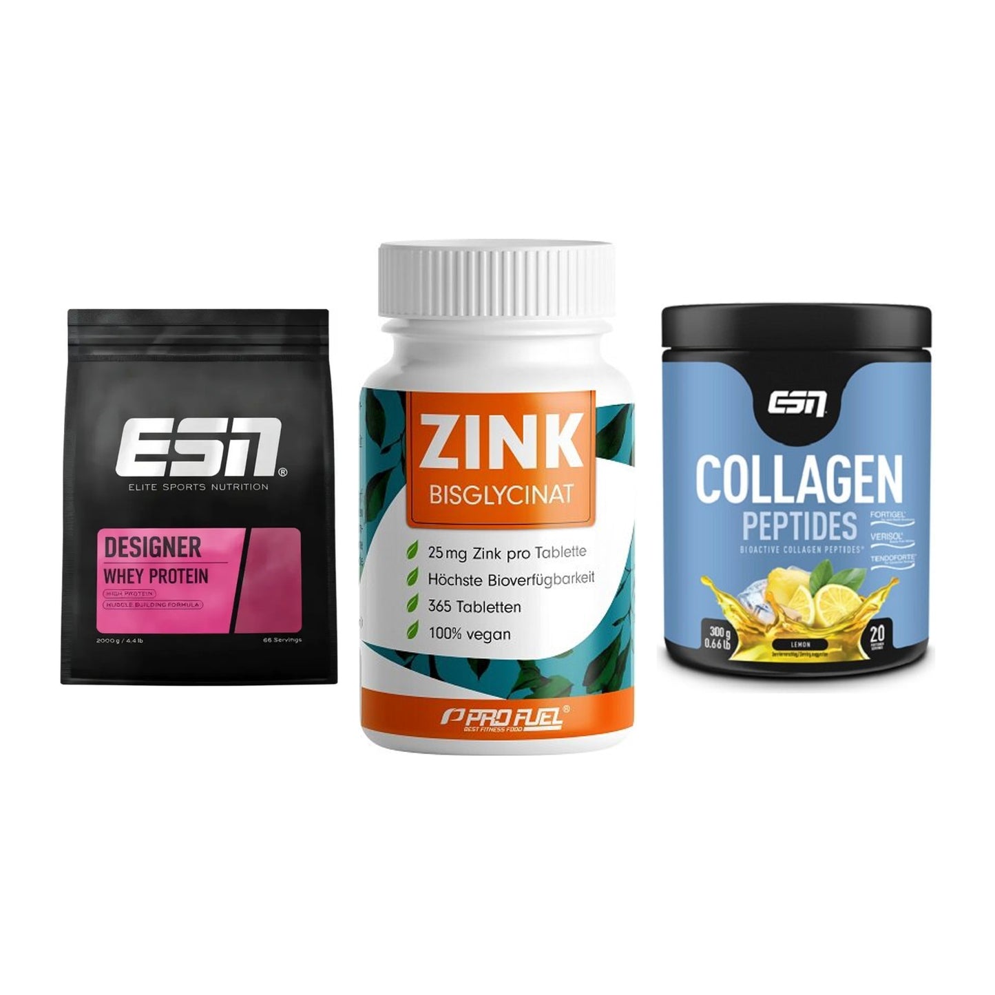 Regenerations-Set: ESN Designer + ProFuel Zink + ESN Collagen – alle enthaltenen Artikel