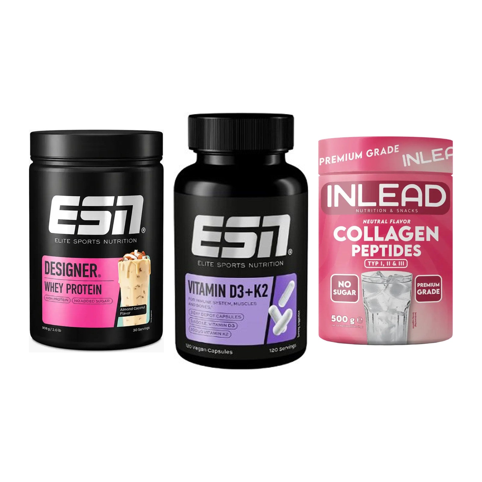 Regenerations-Set: ESN Designer + ESN Vitamin D3 + INLEAD Collagen – alle enthaltenen Artikel