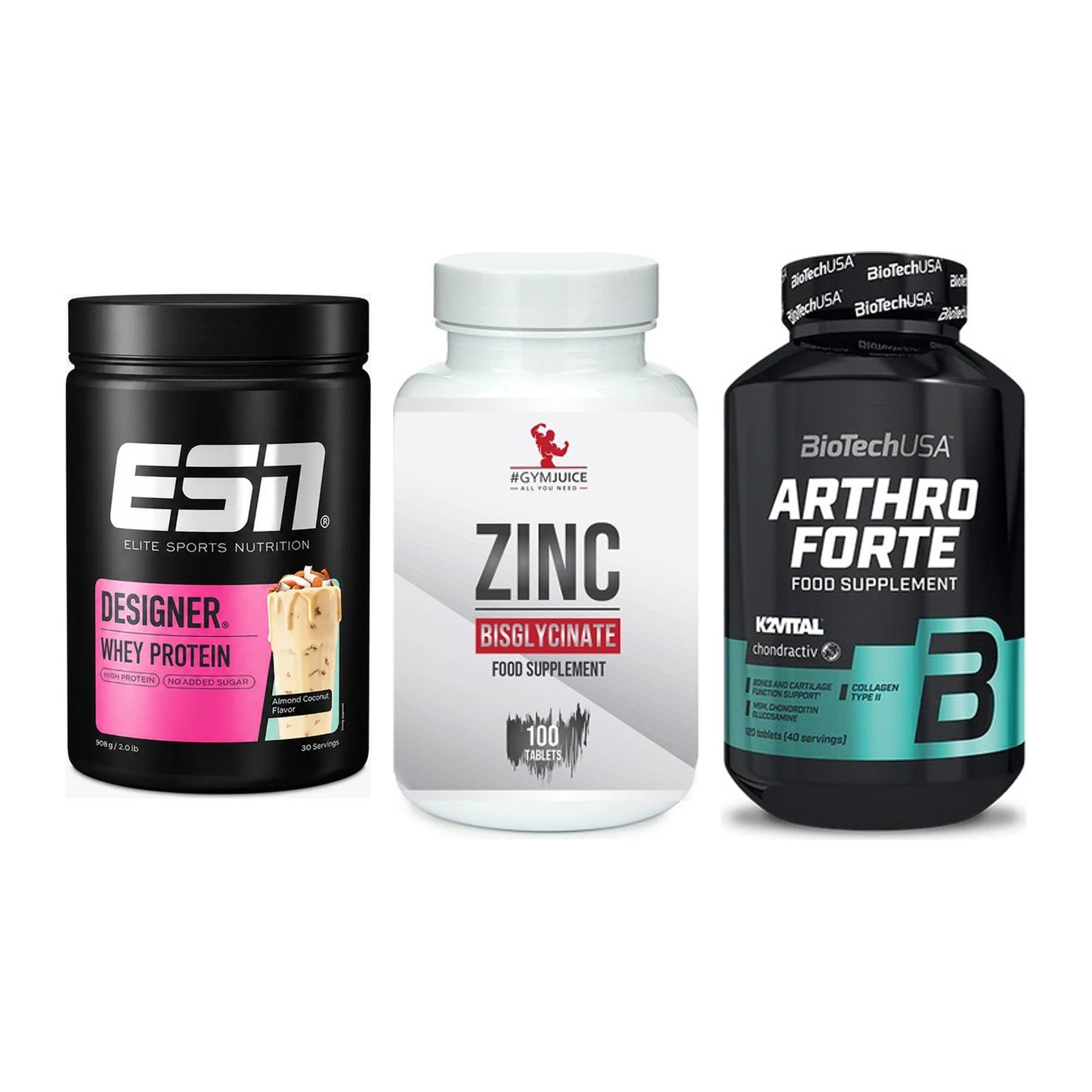 Regenerations-Set: ESN Designer + #GYMJUICE ZINC + BioTech Arthro – alle enthaltenen Artikel