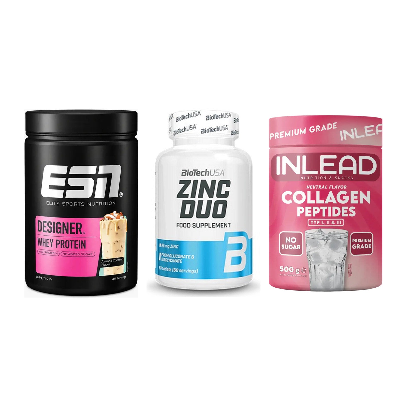 Regenerations-Set: ESN Designer + BioTech Zinc + INLEAD Collagen – alle enthaltenen Artikel