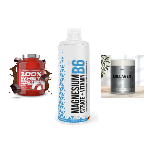 Regenerations-Set: Scitec 100% + MST Magnesium + Sinob Kollagen – alle enthaltenen Artikel