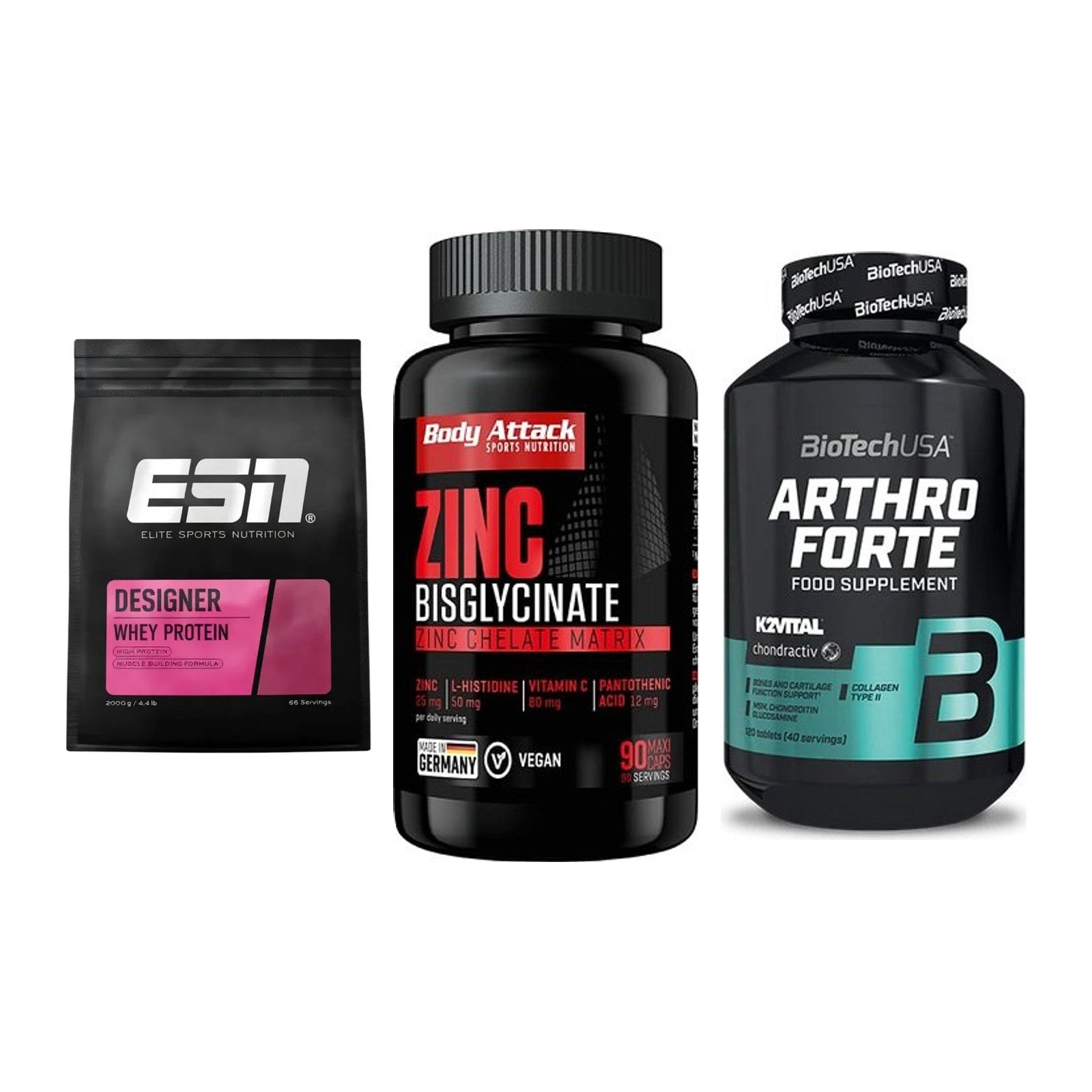 Regenerations-Set: ESN Designer + Body Attack + BioTech Arthro – alle enthaltenen Artikel