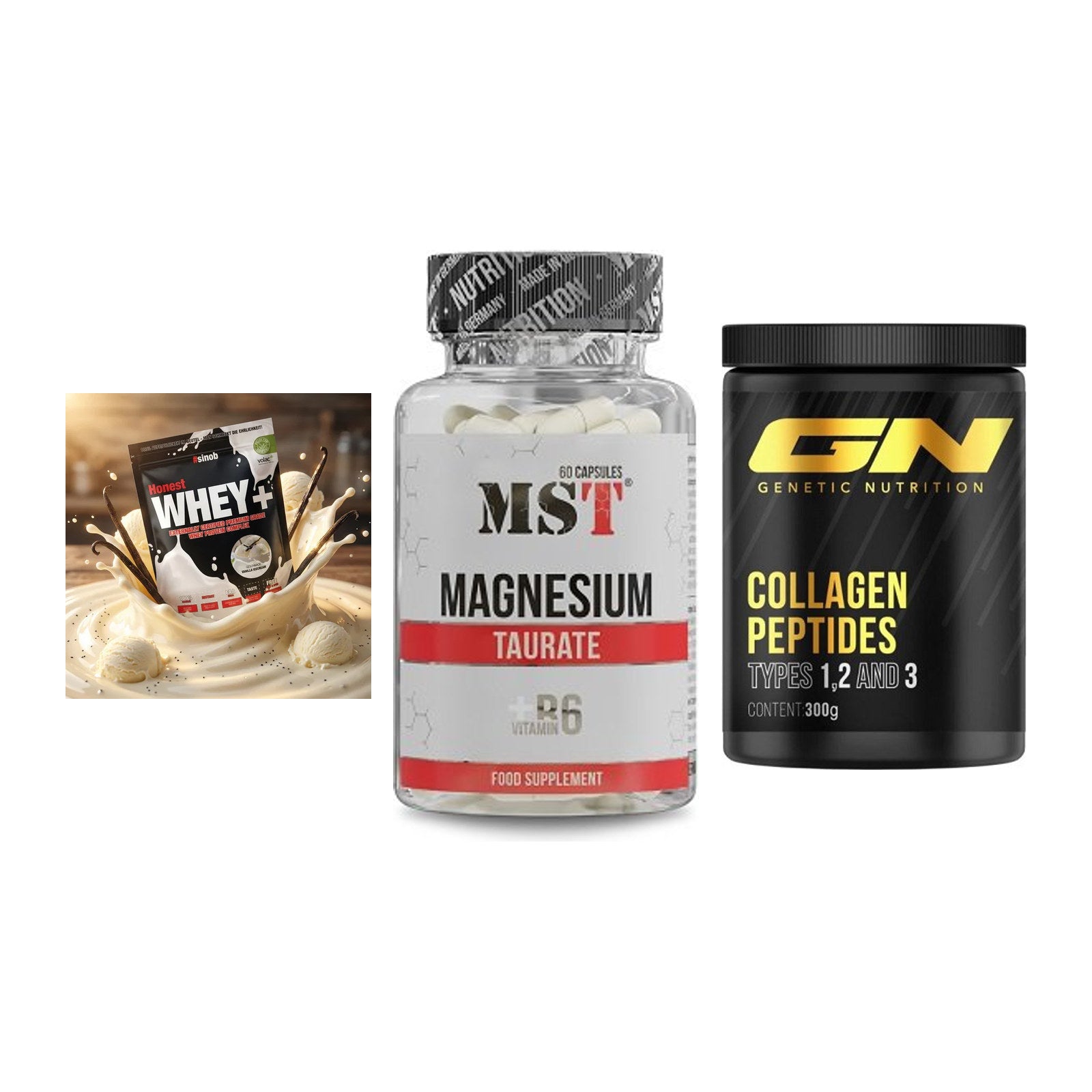 Regenerations-Set: Sinob Honest + MST Magnesium + GN Peptan – alle enthaltenen Artikel