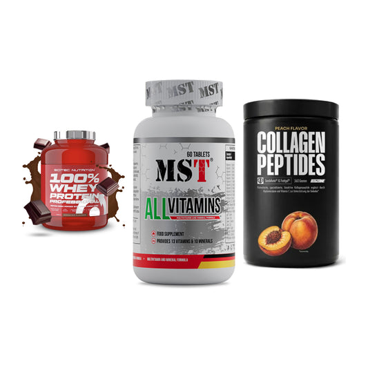 Regenerations-Set: Scitec 100% + MST All Vitamin + Big Zone – alle enthaltenen Artikel
