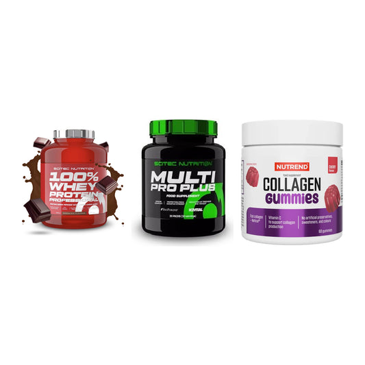 Regenerations-Set: Scitec 100% + Scitec Multi + Nutrend Collage – alle enthaltenen Artikel