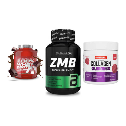 Regenerations-Set: Scitec 100% + BioTech ZMB + Nutrend Collage – alle enthaltenen Artikel