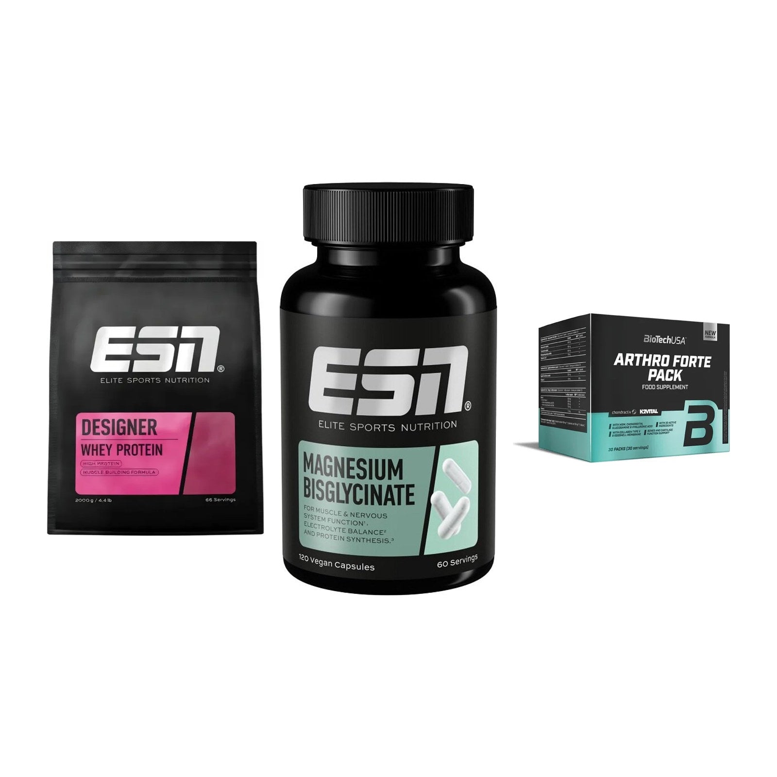 Regenerations-Set: ESN Designer + ESN Magnesium + BioTech Arthro – alle enthaltenen Artikel