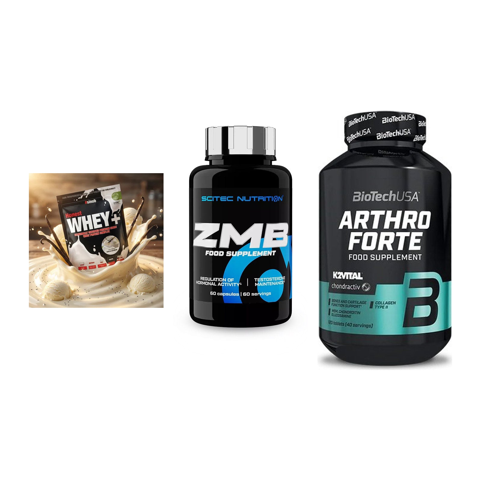 Regenerations-Set: Sinob Honest + Scitec ZMB + BioTech Arthro – alle enthaltenen Artikel