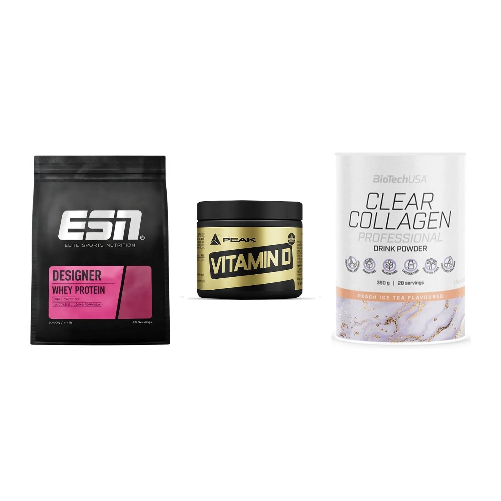 Regenerations-Set: ESN Designer + Peak Vitamin D + BioTech Clear – alle enthaltenen Artikel