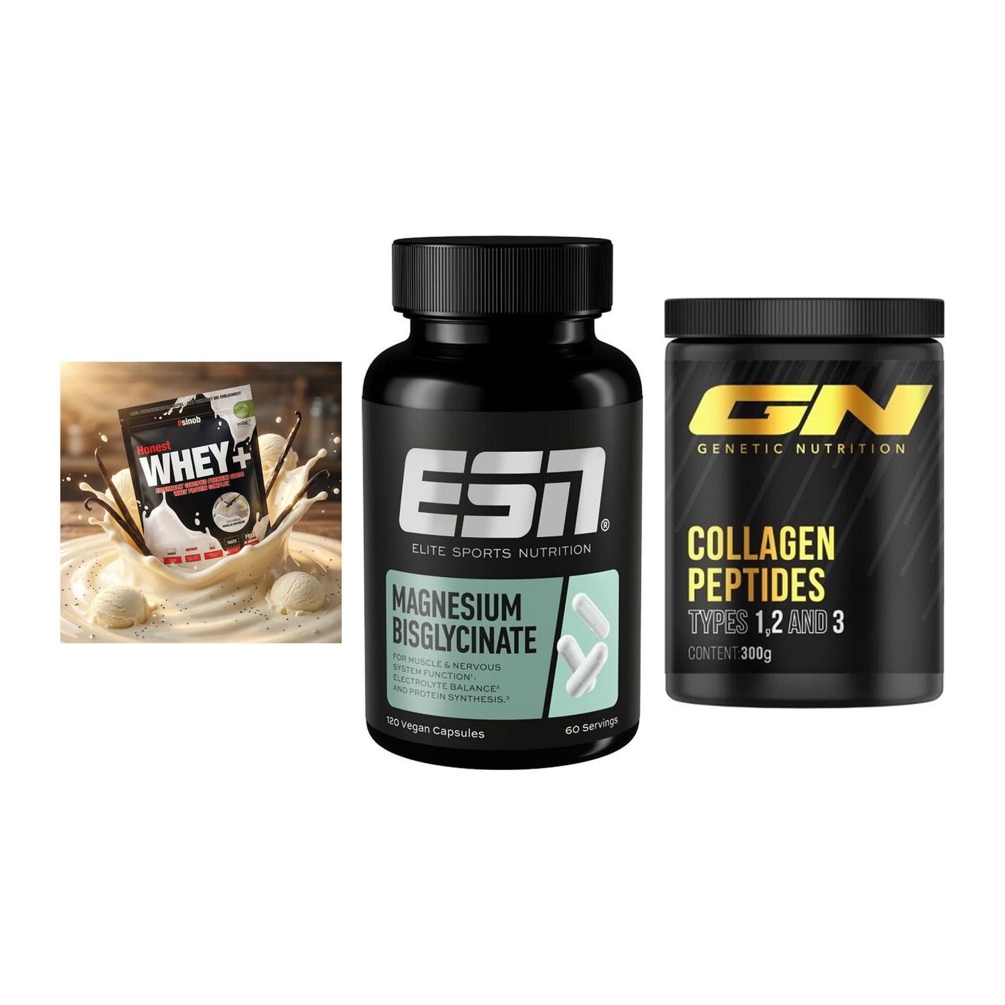 Regenerations-Set: Sinob Honest + ESN Magnesium + GN Peptan – alle enthaltenen Artikel