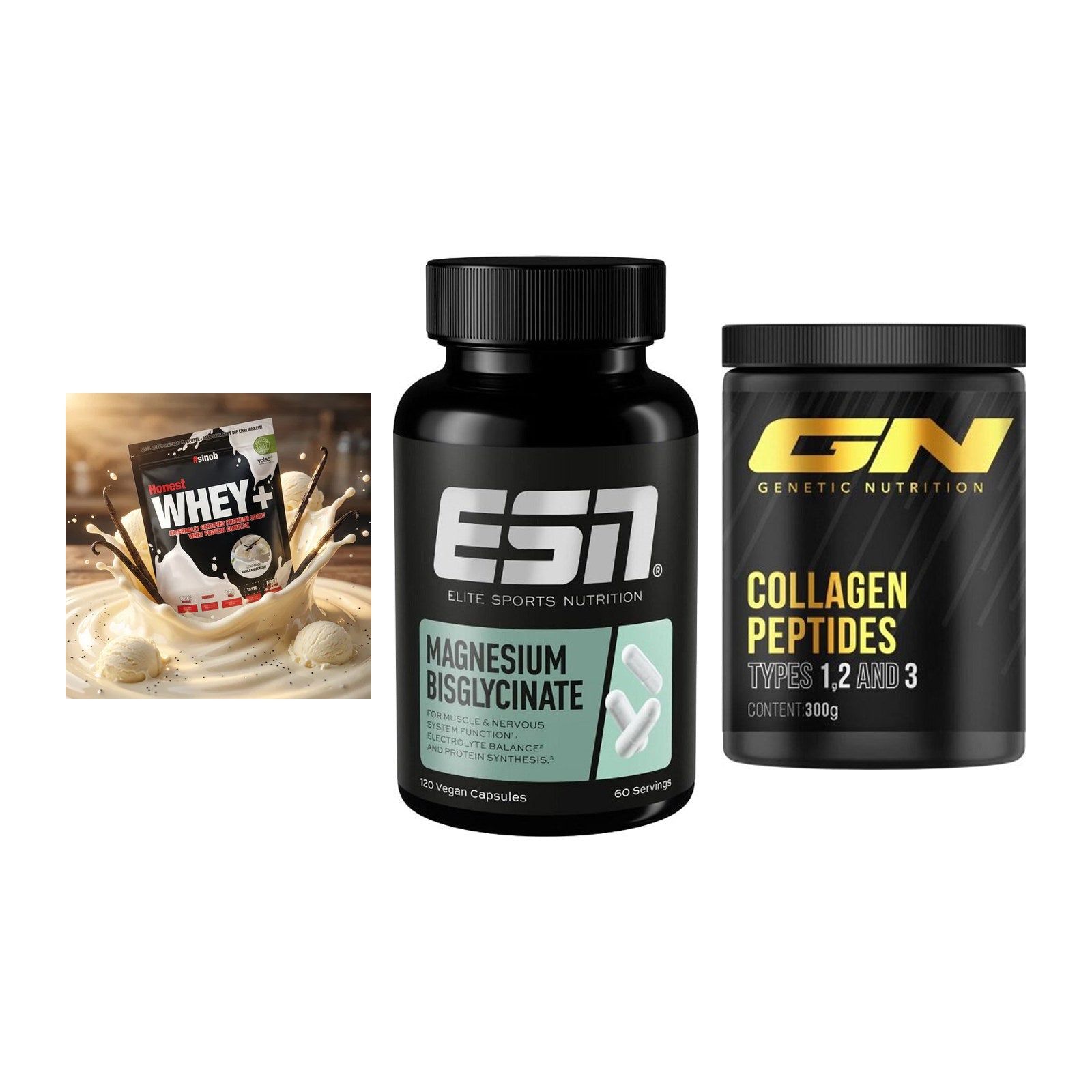 Regenerations-Set: Sinob Honest + ESN Magnesium + GN Peptan – alle enthaltenen Artikel