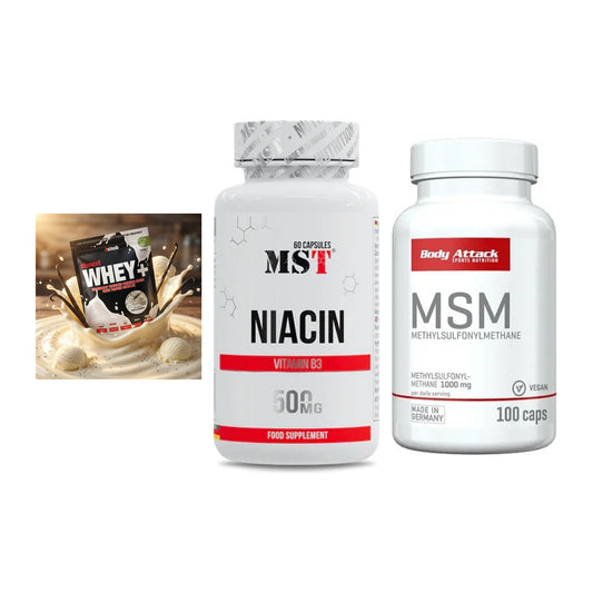Regenerations-Set: Sinob Honest Whey+ + MST Niacin + Body Attack MSM – alle enthaltenen Artikel