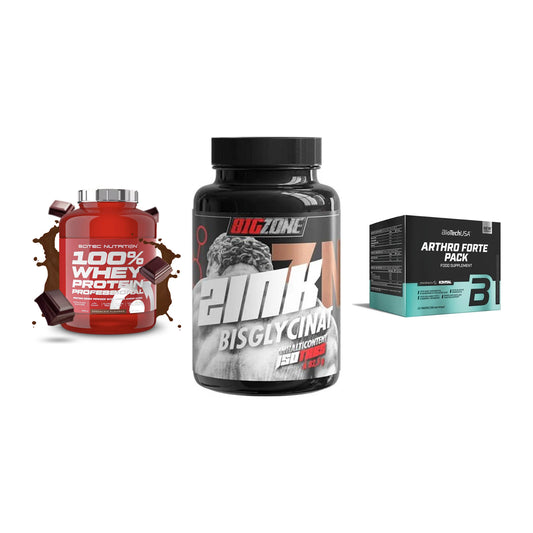 Regenerations-Set: Scitec 100% + Big Zone Zink + BioTech Arthro – alle enthaltenen Artikel