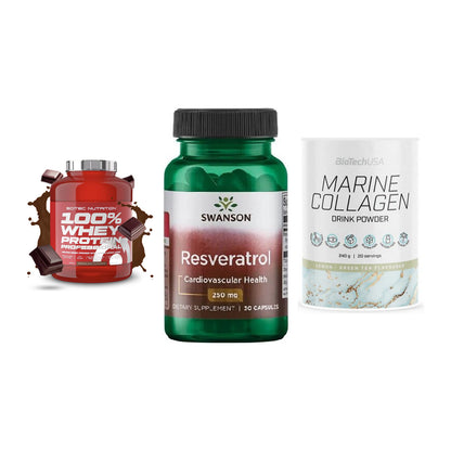 Regenerations-Set: Scitec 100% + Swanson Resvera + BioTech Marine – alle enthaltenen Artikel
