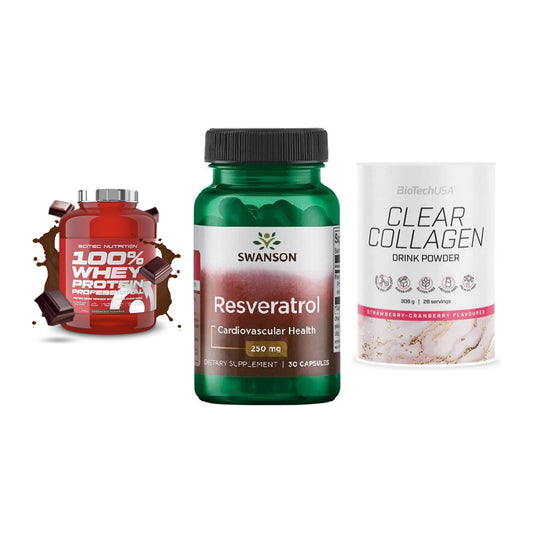 Regenerations-Set: Scitec 100% + Swanson Resvera + BioTech Clear – alle enthaltenen Artikel