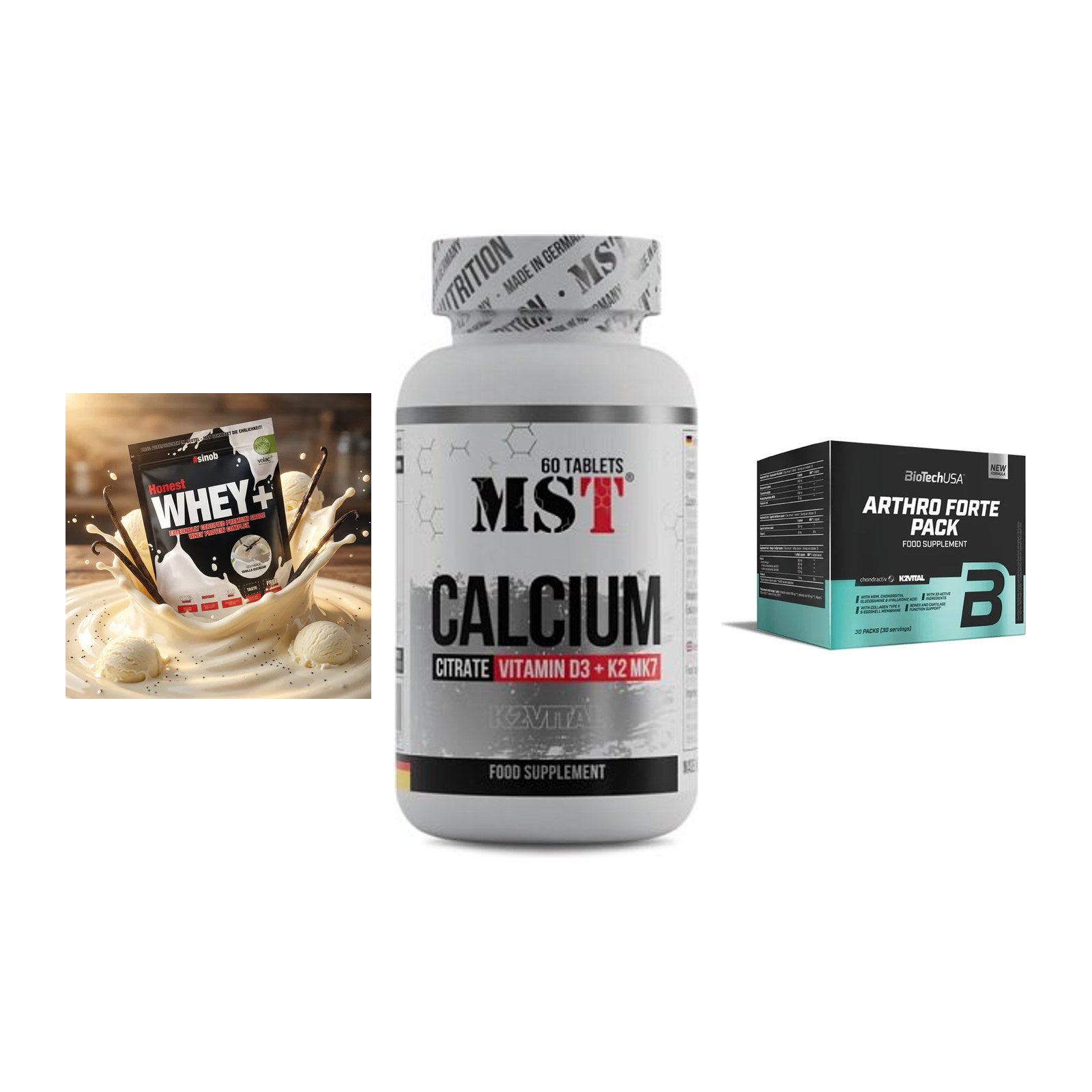 Regenerations-Set: Sinob Honest + MST Calcium + BioTech Arthro – alle enthaltenen Artikel