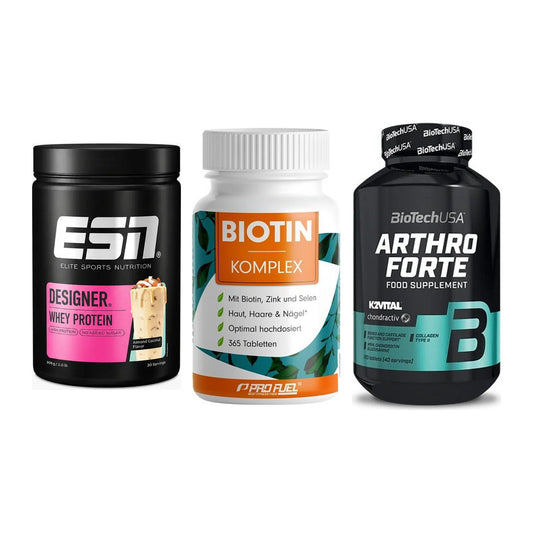 Regenerations-Set: ESN Designer + ProFuel BIOTIN + BioTech Arthro – alle enthaltenen Artikel